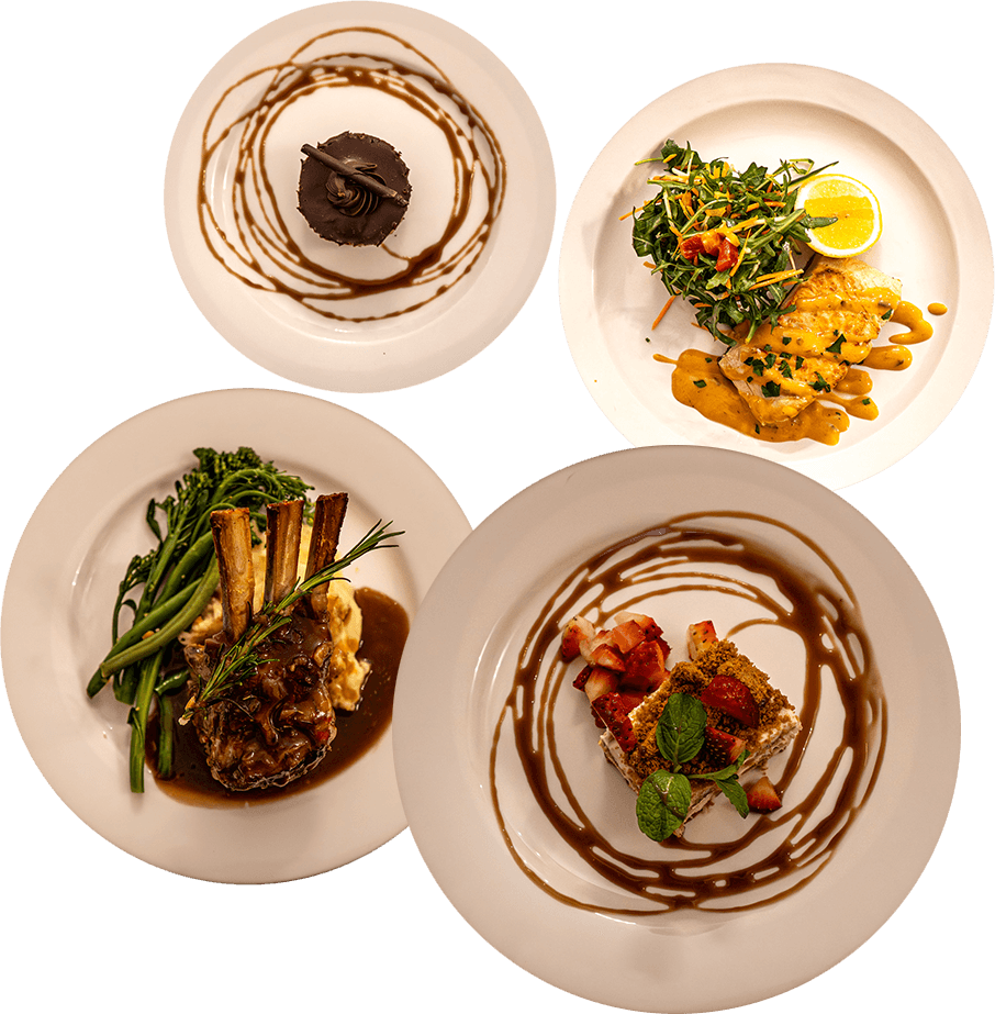 Catering spread with fresh seasonal dishes