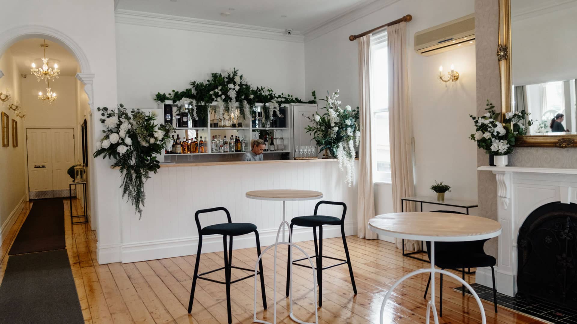The manor bar set up for cocktail parties